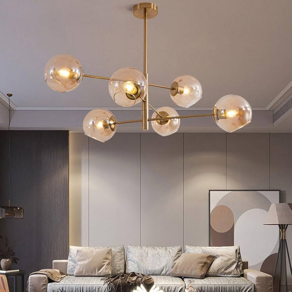 Modern Bubble Chandelier Artistic Branch-Style Ceiling Light with Clear Glass Shades