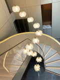 Floral Staircase Chandelier Adjustable Multi  LED Light Hanging Pendant