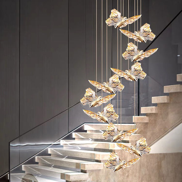 Modern Butterfly Chandelier High Ceiling Pendant Light Home Decor