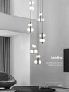 Modern Spiral Staircase Chandelier, Iron Glass Minimalist LED Pendant