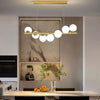 Modern Long Strip Chandelier Glass Magic Bean Spiral Ironwork Chandelier