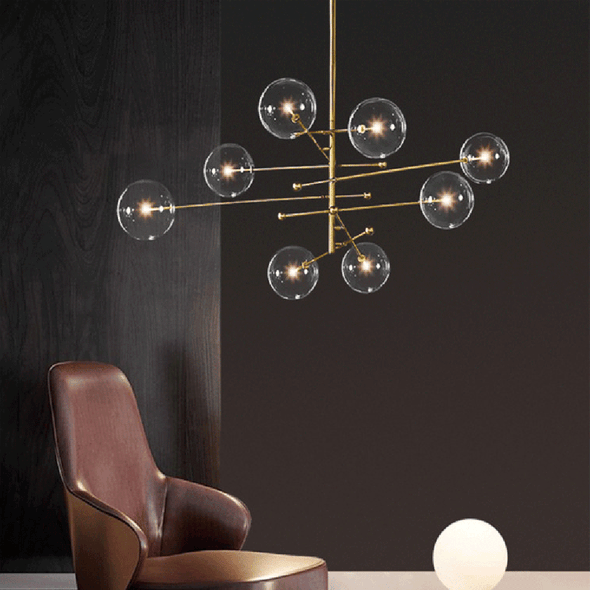 Modern Bubble Chandelier Artistic Branch-Style Ceiling Light with Clear Glass Shades