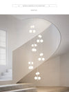 Modern Spiral Staircase Chandelier, Iron Glass Minimalist LED Pendant