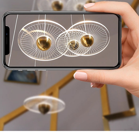 Modern Circular LED Chandelier Adjustable Pendant Light for Staircase
