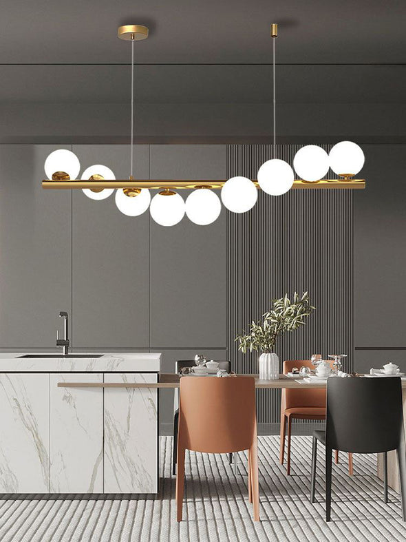 Modern Long Strip Chandelier Glass Magic Bean Spiral Ironwork Chandelier