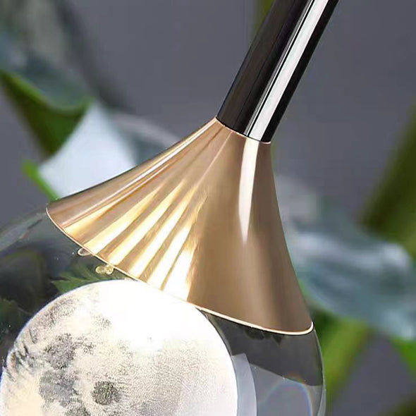 Modern Crystal Moon Pendant Light Stainless Steel Chandelier with 3D Lunar Globe
