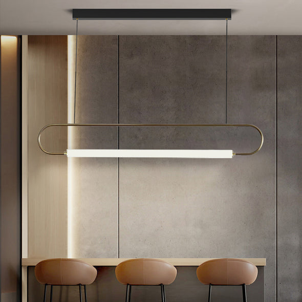 Modern Linear Pendant Light, Iron PMMA Shade, 32 - 55 Inch Adjustable Length