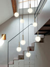 Mid-Century Modern Staircase Chandelier Aluminum 6-28 Lights Gold Black
