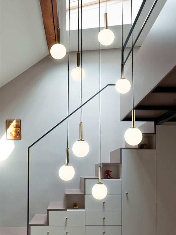 Mid-Century Modern Staircase Chandelier Aluminum 6-28 Lights Gold Black