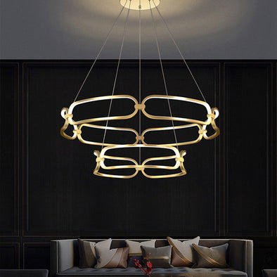 LED Modern Ceiling Chandelier with Circular Rings in Single or Double Layers