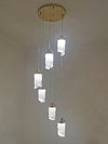 Modern Rotating Bead Curtain Chandelier Aluminum Frame PMMA Shade 3-26 Lights