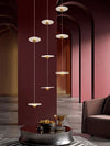 Modern Circular LED Chandelier Adjustable Pendant Light for Staircase