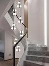 Modern Spiral Staircase Chandelier, Iron Glass Minimalist LED Pendant