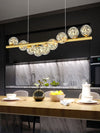 Modern Long Strip Chandelier Glass Magic Bean Spiral Ironwork Chandelier