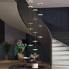 Modern Circular LED Chandelier Adjustable Pendant Light for Staircase