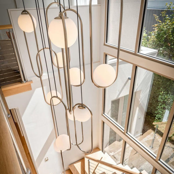 Modern Multi-Ball Chandelier High Ceiling Luxury Irregular LED Pendant Light