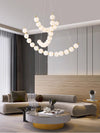 Modern Curved String Chandelier Copper PMMA Shade Multi - tiered combination