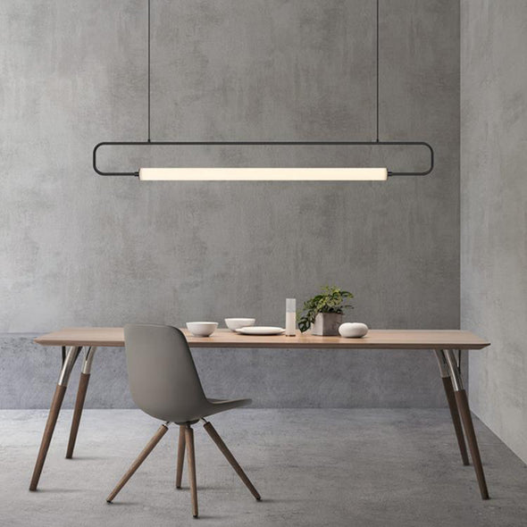Modern Linear Pendant Light, Iron PMMA Shade, 32 - 55 Inch Adjustable Length