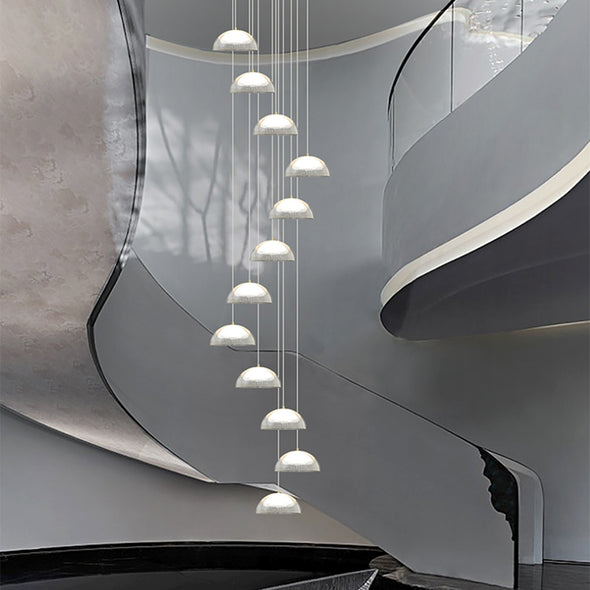 Modern Staircase Acrylic Chandelier, Iron & PMMA Shade, Multi-Lights