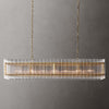 Retro-style Farmhouse Chandelier Rectangular Water Ripple Crystal Glass Home Decor