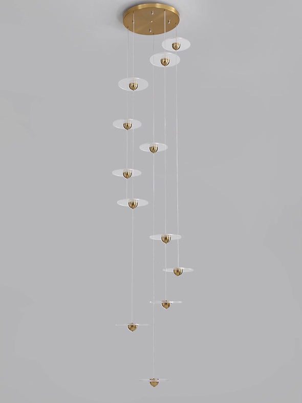 Modern Circular LED Chandelier Adjustable Pendant Light for Staircase