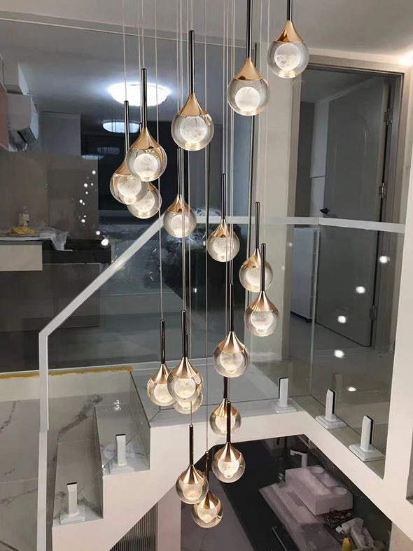 Modern Crystal Moon Pendant Light Stainless Steel Chandelier with 3D Lunar Globe