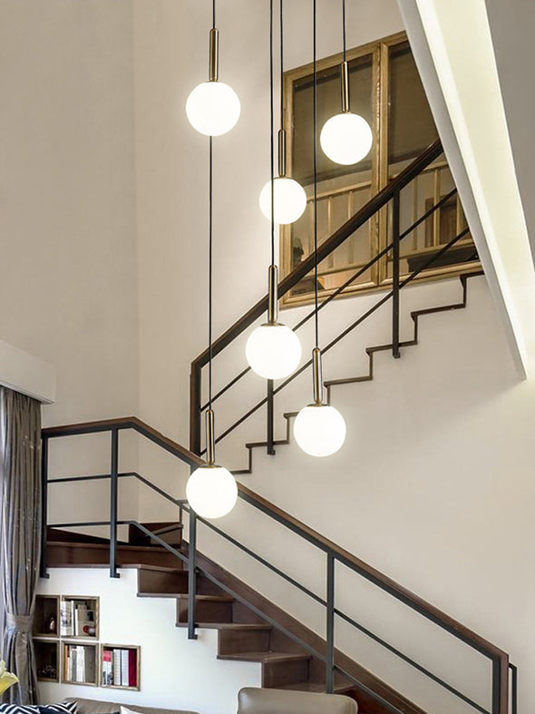 Mid-Century Modern Staircase Chandelier Aluminum 6-28 Lights Gold Black