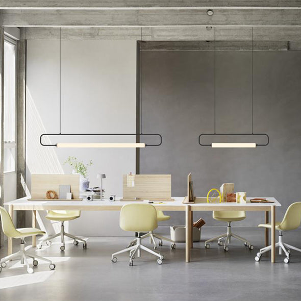 Modern Linear Pendant Light, Iron PMMA Shade, 32 - 55 Inch Adjustable Length