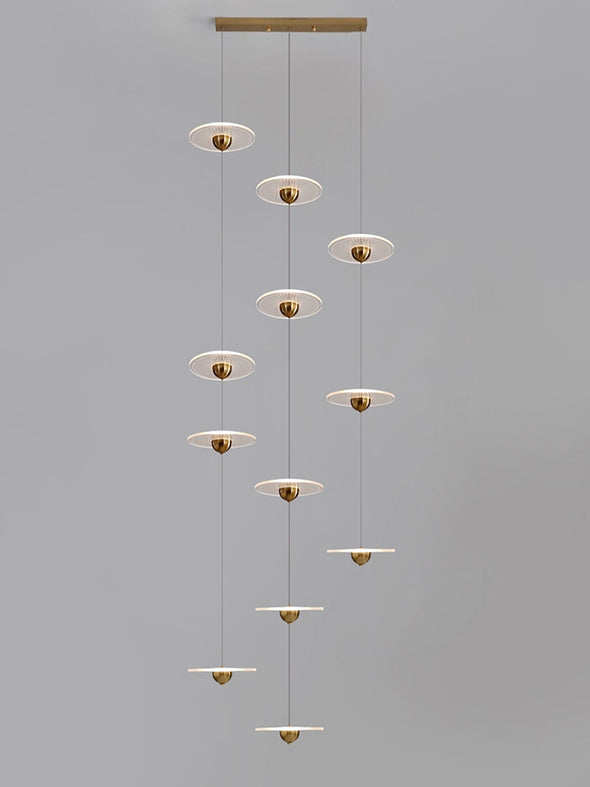 Modern Circular LED Chandelier Adjustable Pendant Light for Staircase