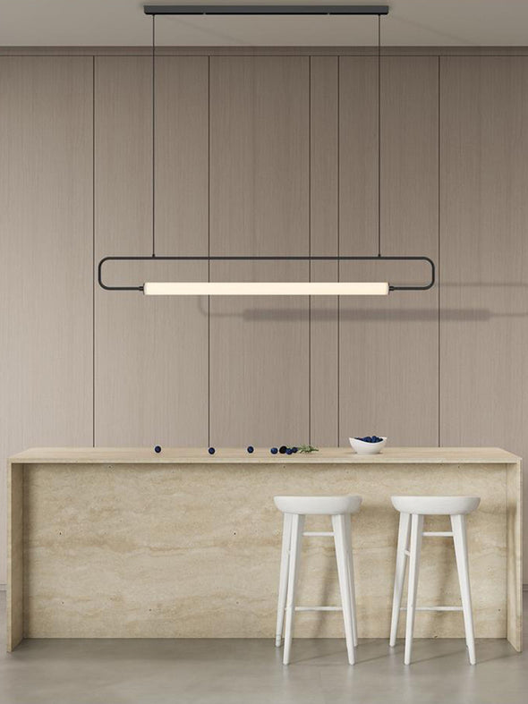 Modern Linear Pendant Light, Iron PMMA Shade, 32 - 55 Inch Adjustable Length