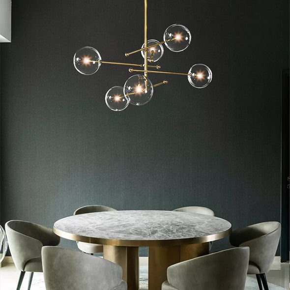 Modern Bubble Chandelier Artistic Branch-Style Ceiling Light with Clear Glass Shades