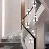 Modern Spiral Staircase Chandelier, Iron Glass Minimalist LED Pendant