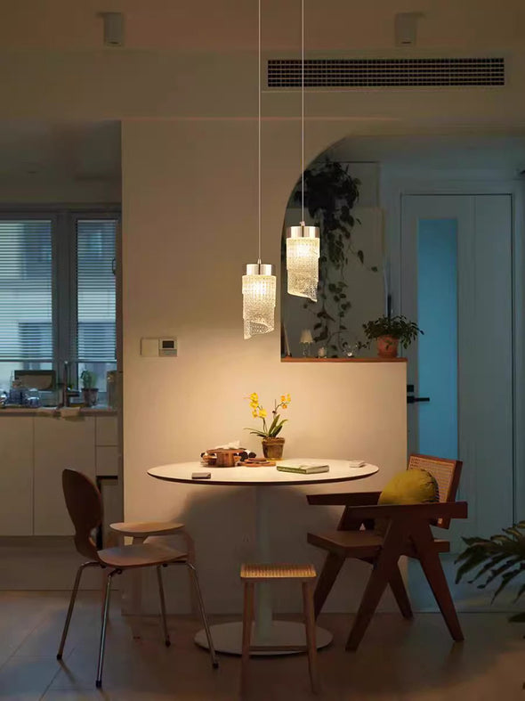 Modern Rotating Bead Curtain Chandelier Aluminum Frame PMMA Shade 3-26 Lights