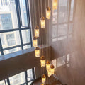 Modern Rotating Bead Curtain Chandelier Aluminum Frame PMMA Shade 3-26 Lights