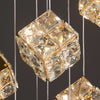 Modern Crystal Cube Chandelier, Multi Light Pendant with Titanium Black