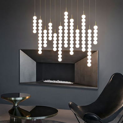 Modern Glass Globe Linear Chandelier, Customizable Glass Pendant Light