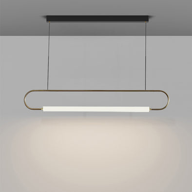 Modern Linear Pendant Light, Iron PMMA Shade, 32 - 55 Inch Adjustable Length