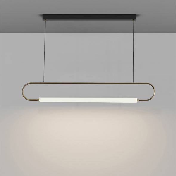 Modern Linear Pendant Light, Iron PMMA Shade, 32 - 55 Inch Adjustable Length