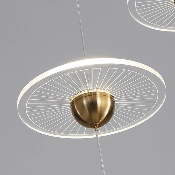 Modern Circular LED Chandelier Adjustable Pendant Light for Staircase