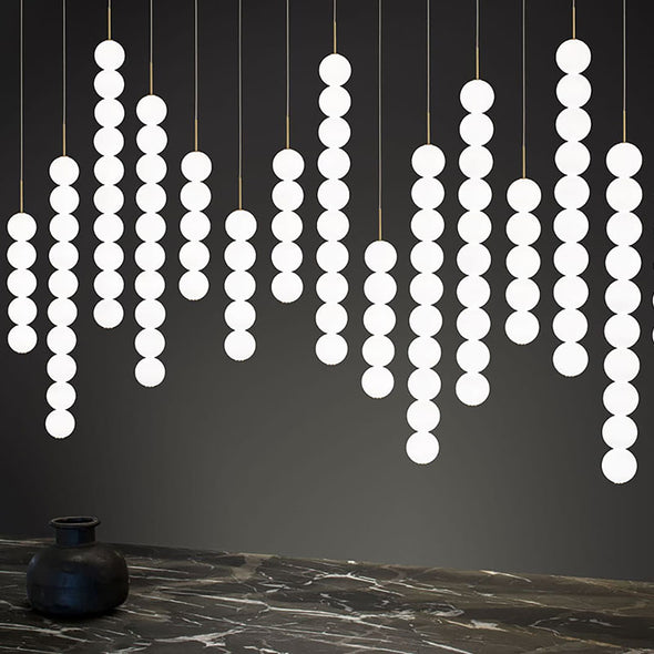 Modern Glass Globe Linear Chandelier, Customizable Glass Pendant Light