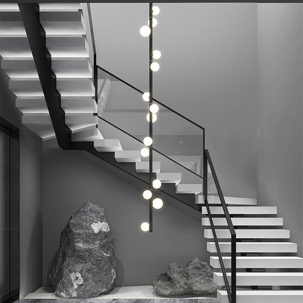 Nordic Modern Linear Chandelier 5 to 23 Slender Hanging Glass Lights