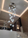 Modern Crystal Cube Chandelier, Multi Light Pendant with Titanium Black