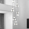 Modern Spiral Staircase Chandelier, Iron Glass Minimalist LED Pendant