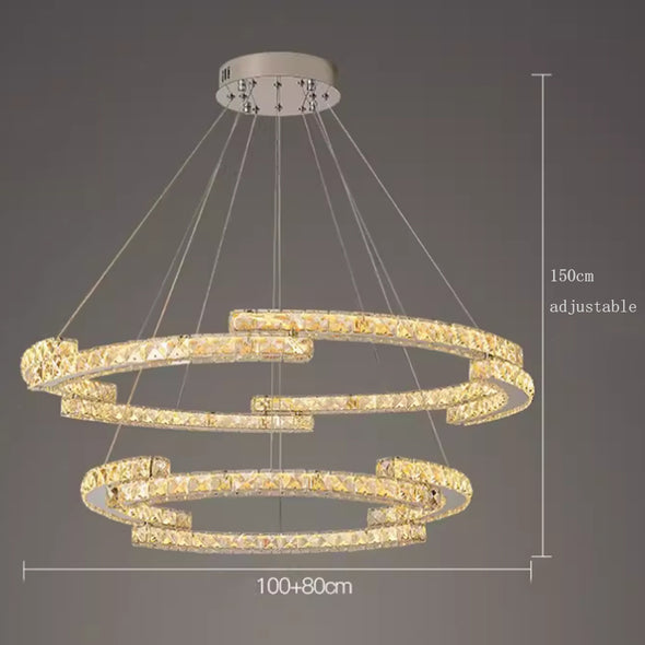 Modern Crystal LED Pendant Luxury Ring Ceiling Home Chandelier Decor Kitchen Island Living Dining Room Lighting