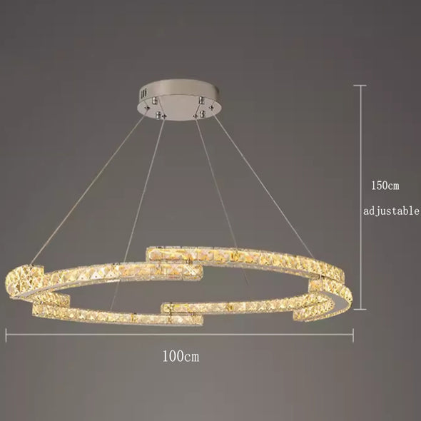 Modern Crystal LED Pendant Luxury Ring Ceiling Home Chandelier Decor Kitchen Island Living Dining Room Lighting