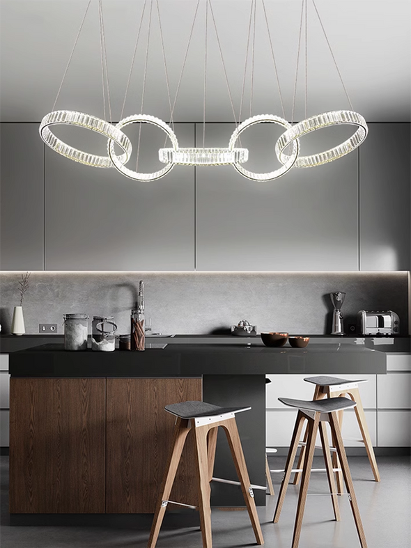 Modern Rings Pendant Lights Crystal Chandeliers Atmospheric High-end Villa Personality Creative Living Room Lamps