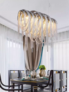 Post-modern Aluminum Tassel Chandeliers Luxury Arch Silver Pendant Lights For Villa Dinning Room Hotel Decor Lighting