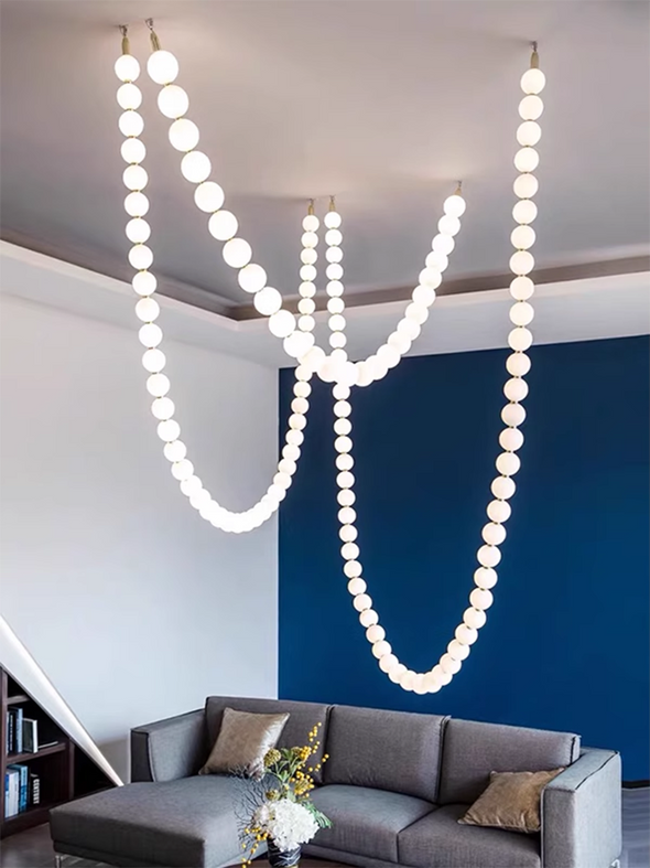 Post Modern Bubble Necklace Chandeliers Glass Ball Luxury Pearl Pendant Lights For Staircase Foyer Living Room