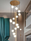 Mid-Century Modern Staircase Chandelier Aluminum 6-28 Lights Gold Black