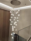 Modern Crystal Cube Chandelier, Multi Light Pendant with Titanium Black
